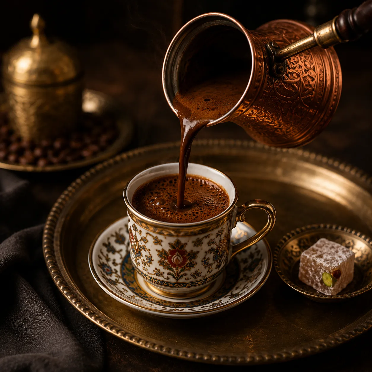 Turkish Coffee — thick, rich, slow-brewed traditional method